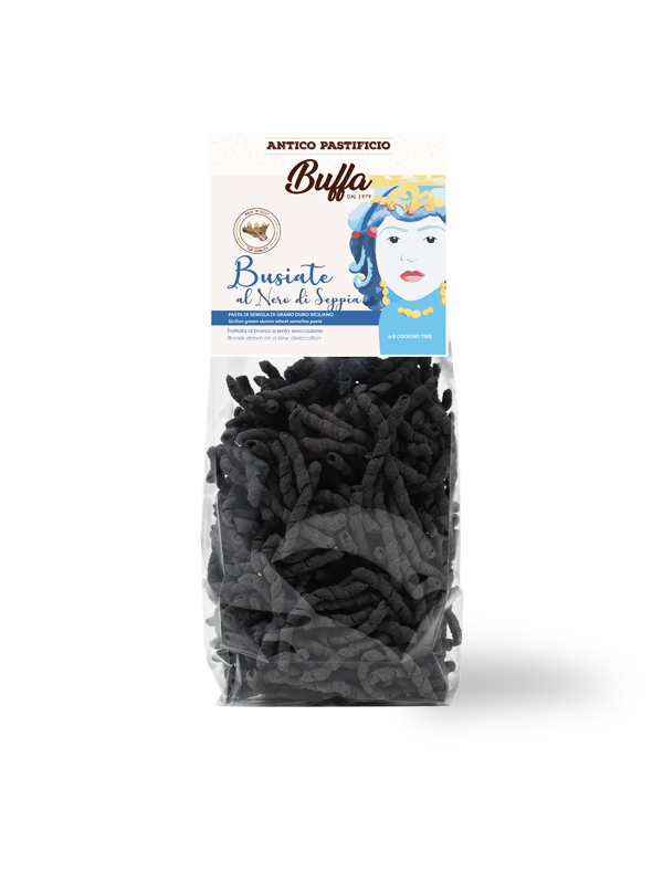 SICILIAN BUSIATA WITH CUTTLEFISH INK ANCIENT BUFFFA PASTA FACTORY