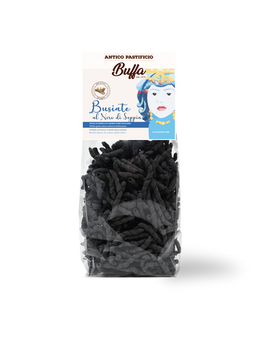 SICILIAN BUSIATA WITH CUTTLEFISH INK ANCIENT BUFFFA PASTA FACTORY