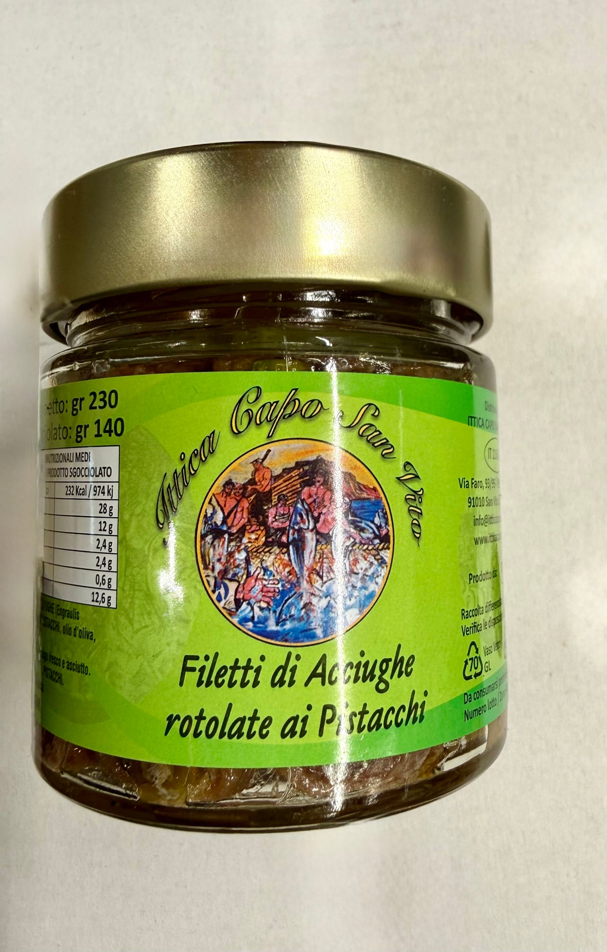 Ittica acciughe arrotolate al pistacchio